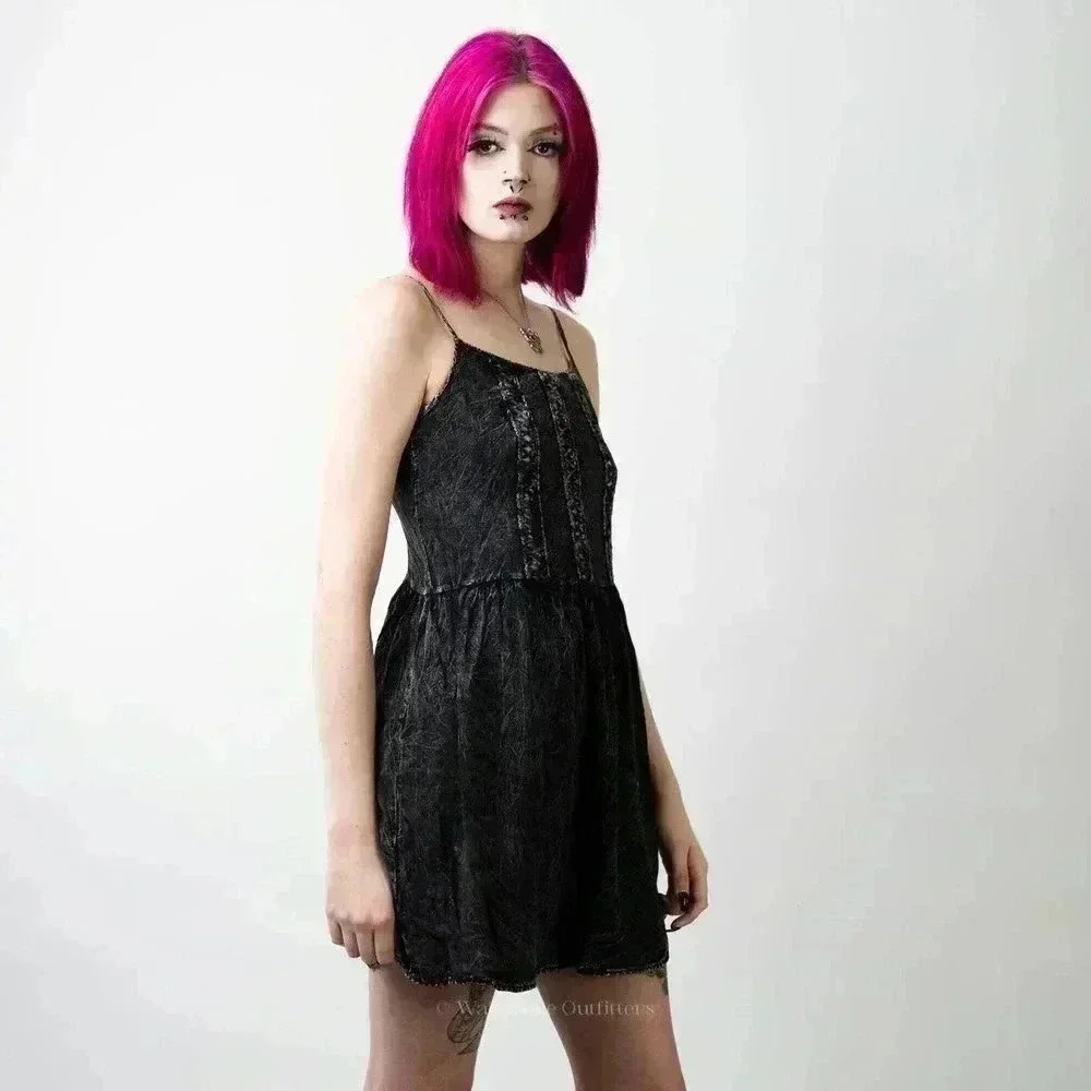Anthropology Finn & Clover Black Grungy Mini Dress - M - Picture 6 of 6